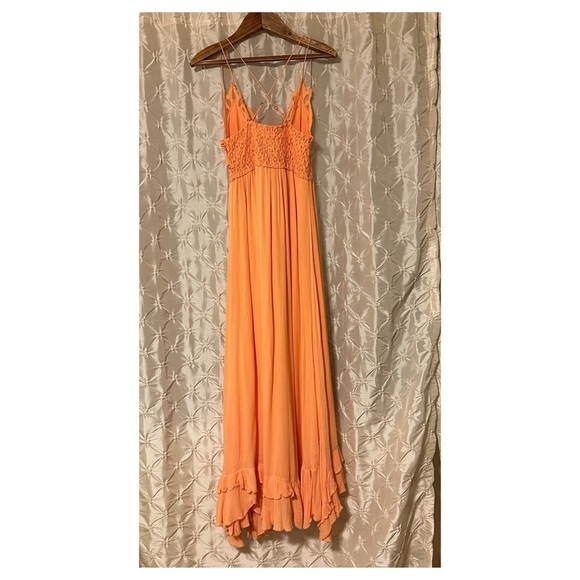Free People Adella Maxi Slip Dress Coral Orange FP One - Picture 6 of 15